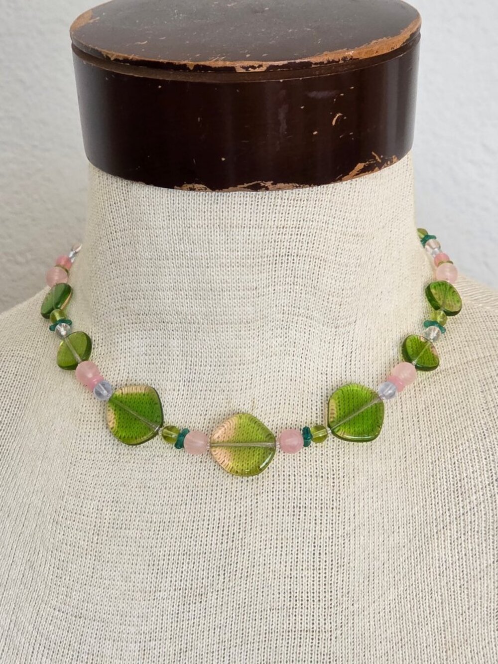 Pink & Green Bead Necklace